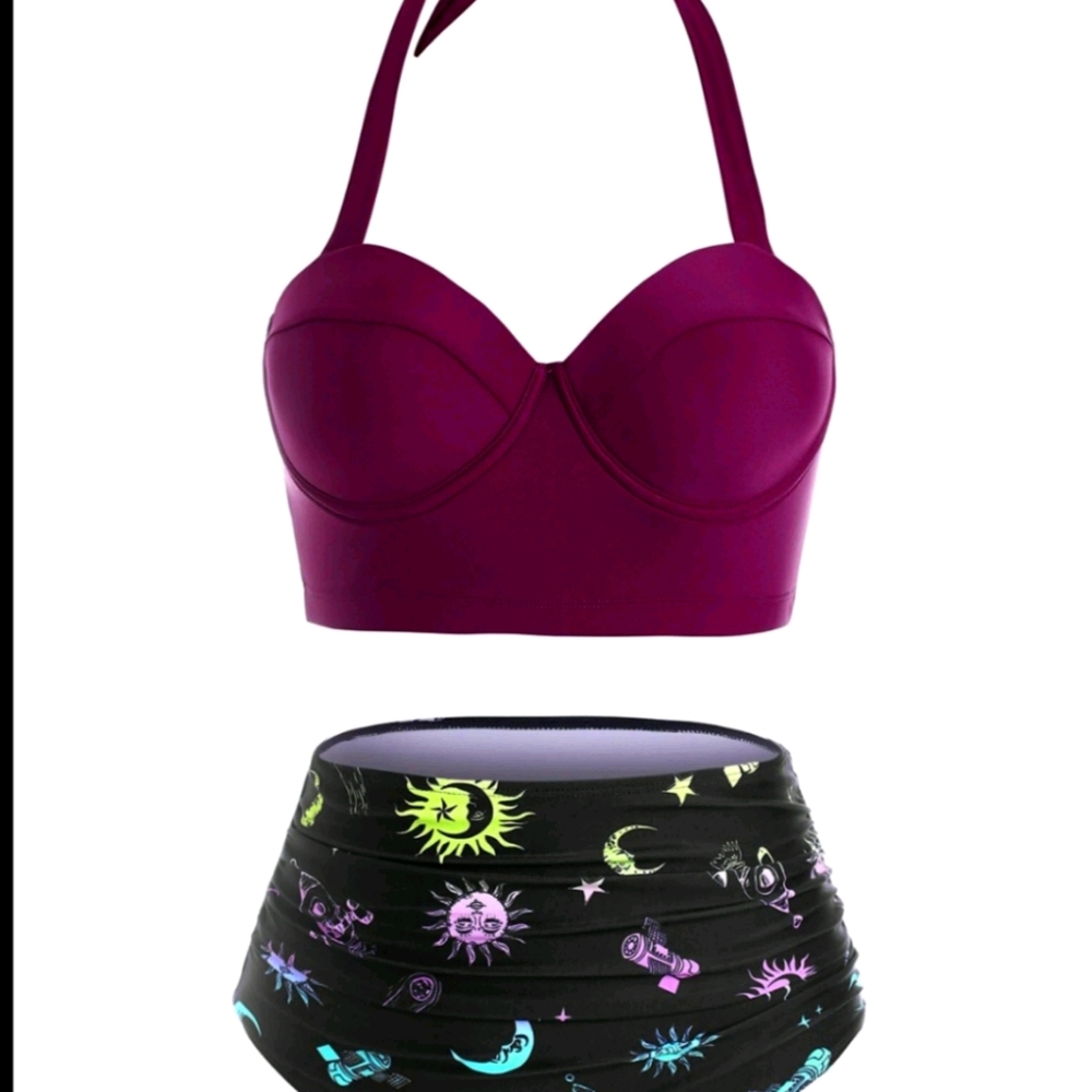 NWT dresslily halter moons and stars swimsuit high